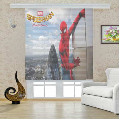 Dijital Baskili Zebra Perde Spiderman